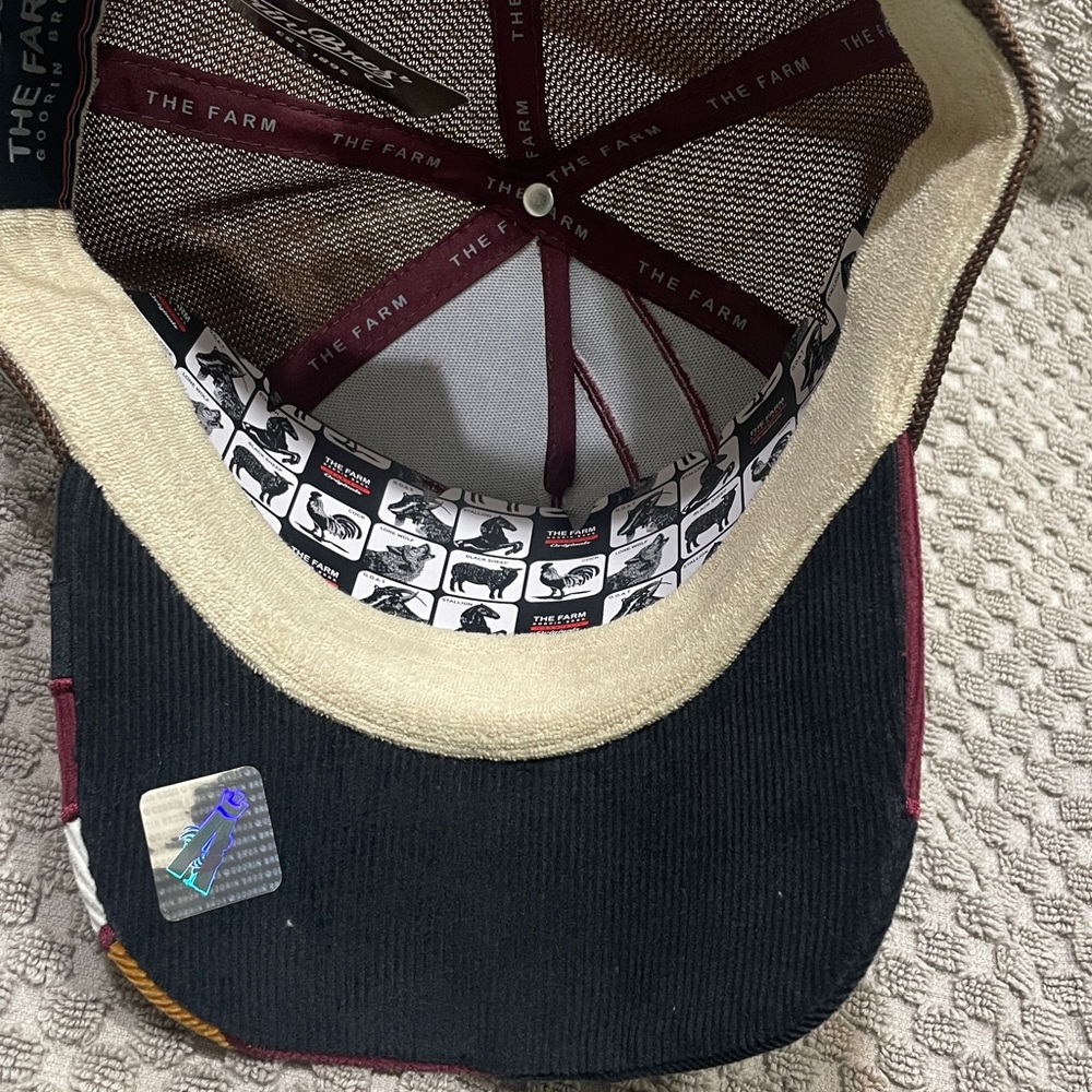 Goorin Bros Red Panda Dorbz Cute Patchwork burgundy, mustard, brown Trucker Hat - Picture 3 of 4